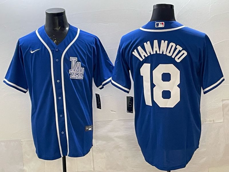 Men 2026 Nike Los Angeles Dodgers #18 Yamamoto Blue Game MLB Jersey 03->los angeles dodgers->MLB Jersey